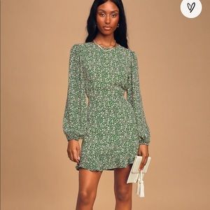 Lulu’s green floral ruffled mini dress
